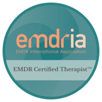 EMDRIA logo, EMDR Certified Therapist emblem.