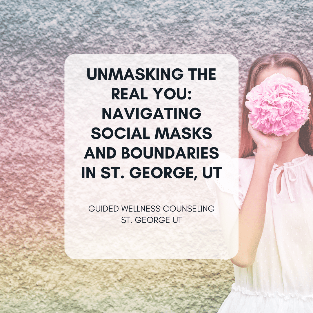 Woman holding flower, wellness counseling ad for St. George.