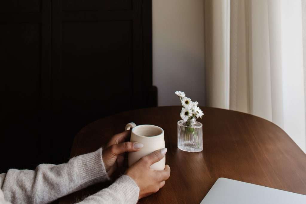 St. George UT woman sitting with her coffee